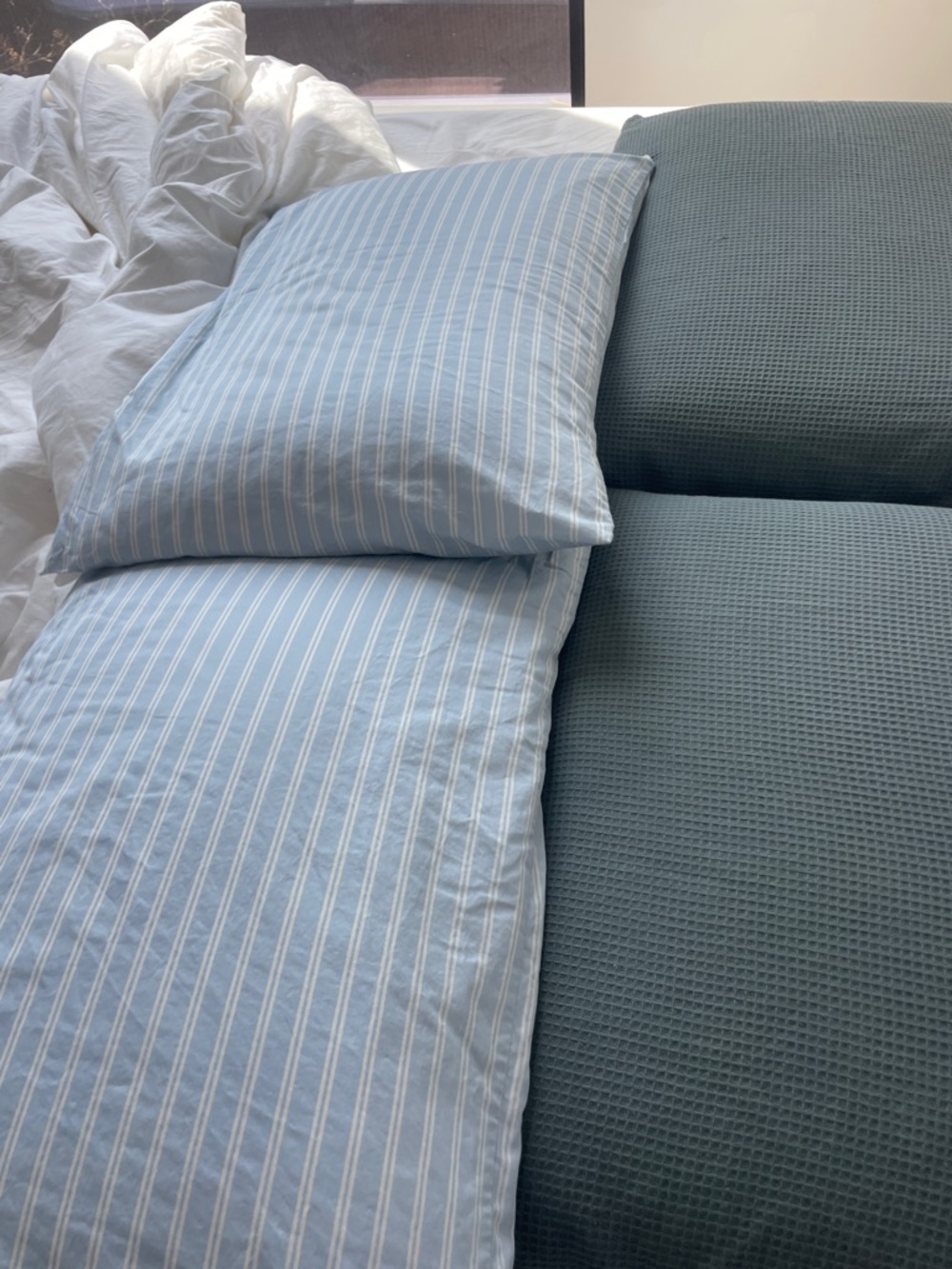 Brooklinen Luxe Sateen Light Blue Pinstripe Pillowcases